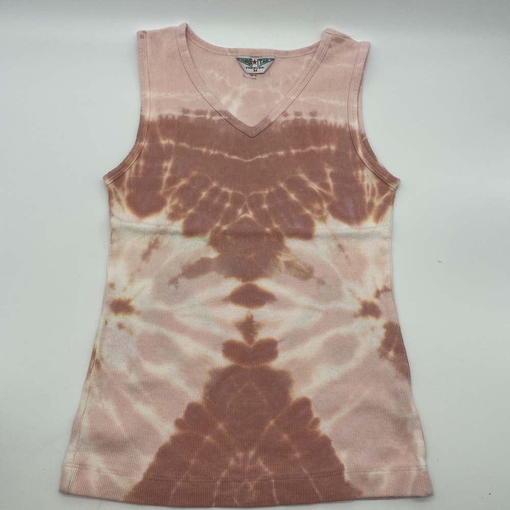 Hard Tail Forever Yoga Tie Dye Tank Top Muscle Tee V-Neck Rose Pink